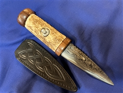 Stag Antler & Indian Rosewood  Damascus Steel Sgian Dubh