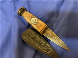 Malt Whisky Cask Oak  & Damascus Steel Sgian Dubh